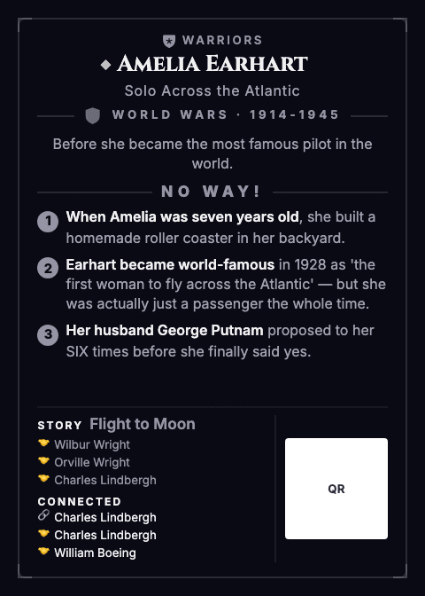 Amelia Earhart — card back