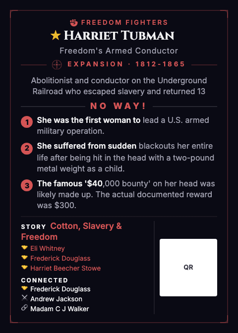 Harriet Tubman — card back