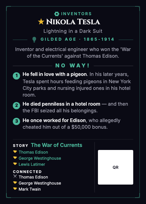 Nikola Tesla — card back
